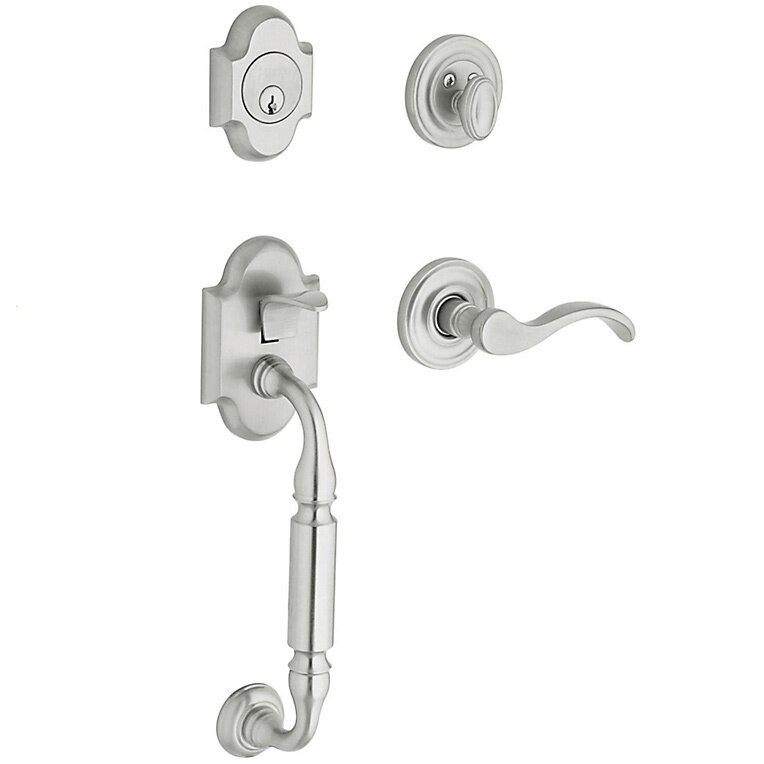 Sectional Left Handed Single Cylinder Handleset with Wave Lever in Satin Chrome