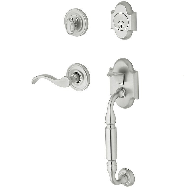 Sectional Right Handed Single Cylinder Handleset with Wave Lever in Satin Chrome
