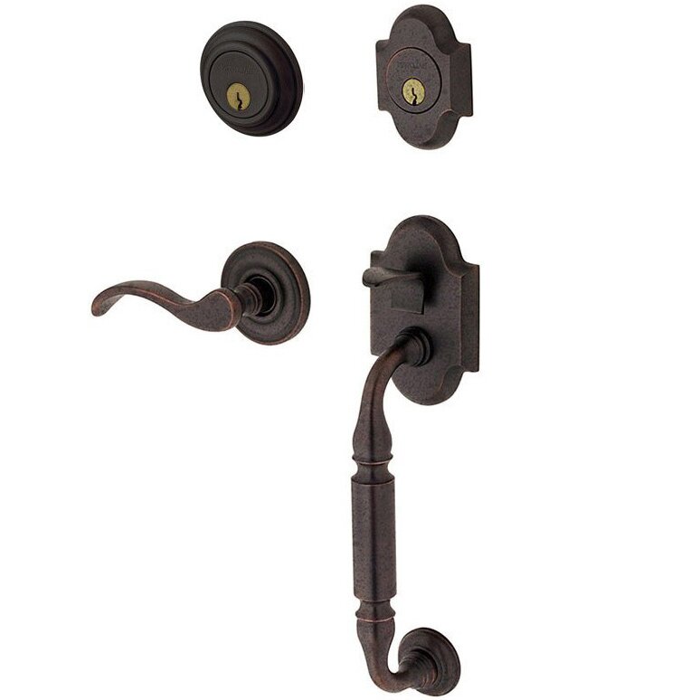 Sectional Right Handed Double Cylinder Handleset with Wave Lever in Distressed Oil Rubbed Bronze