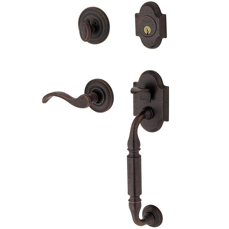 Sectional Right Handed Single Cylinder Handleset with Wave Lever in Distressed Oil Rubbed Bronze