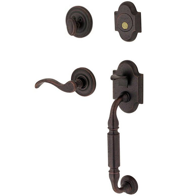 Sectional Right Handed Full Dummy Handleset with Wave Lever in Distressed Oil Rubbed Bronze