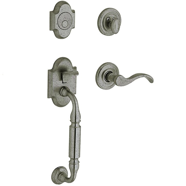 Sectional Left Handed Full Dummy Handleset with Wave Lever in Distressed Antique Nickel