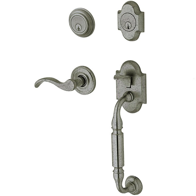 Sectional Right Handed Double Cylinder Handleset with Wave Lever in Distressed Antique Nickel