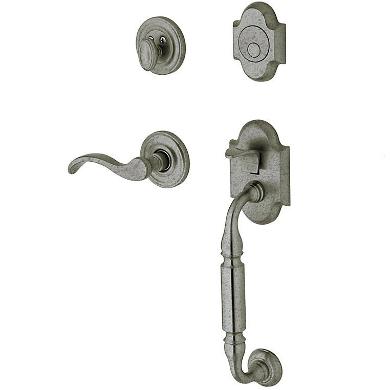 Sectional Right Handed Full Dummy Handleset with Wave Lever in Distressed Antique Nickel