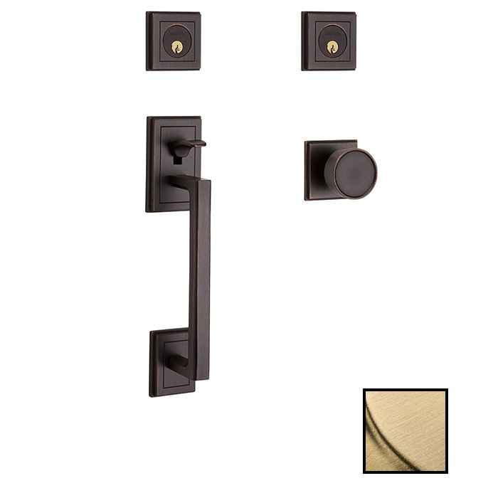 Double Cylinder Sectional Handleset in PVD Lifetime Satin Brass
