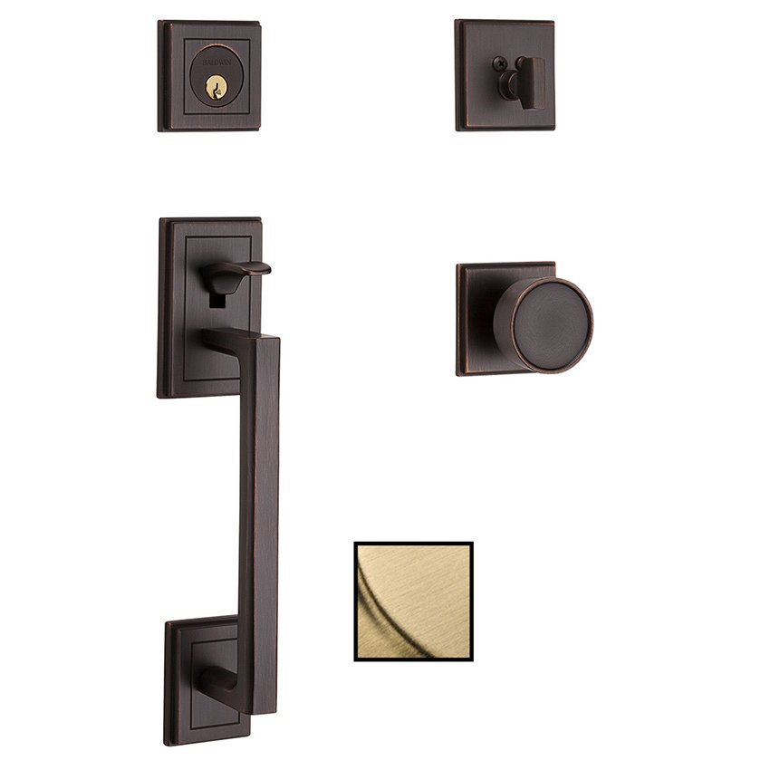 Full Dummy with Knob Sectional Handleset in PVD Lifetime Satin Brass