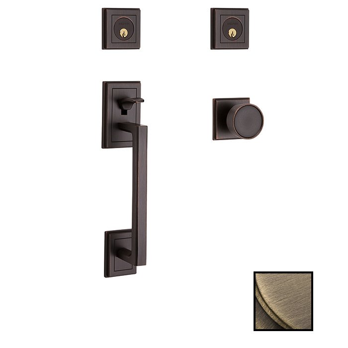 Double Cylinder Sectional Handleset in Satin Brass & Black