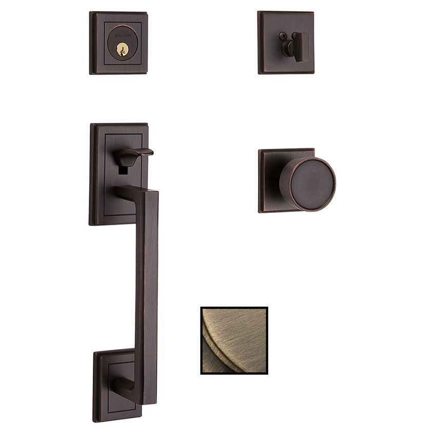 Full Dummy with Knob Sectional Handleset in Satin Brass & Black