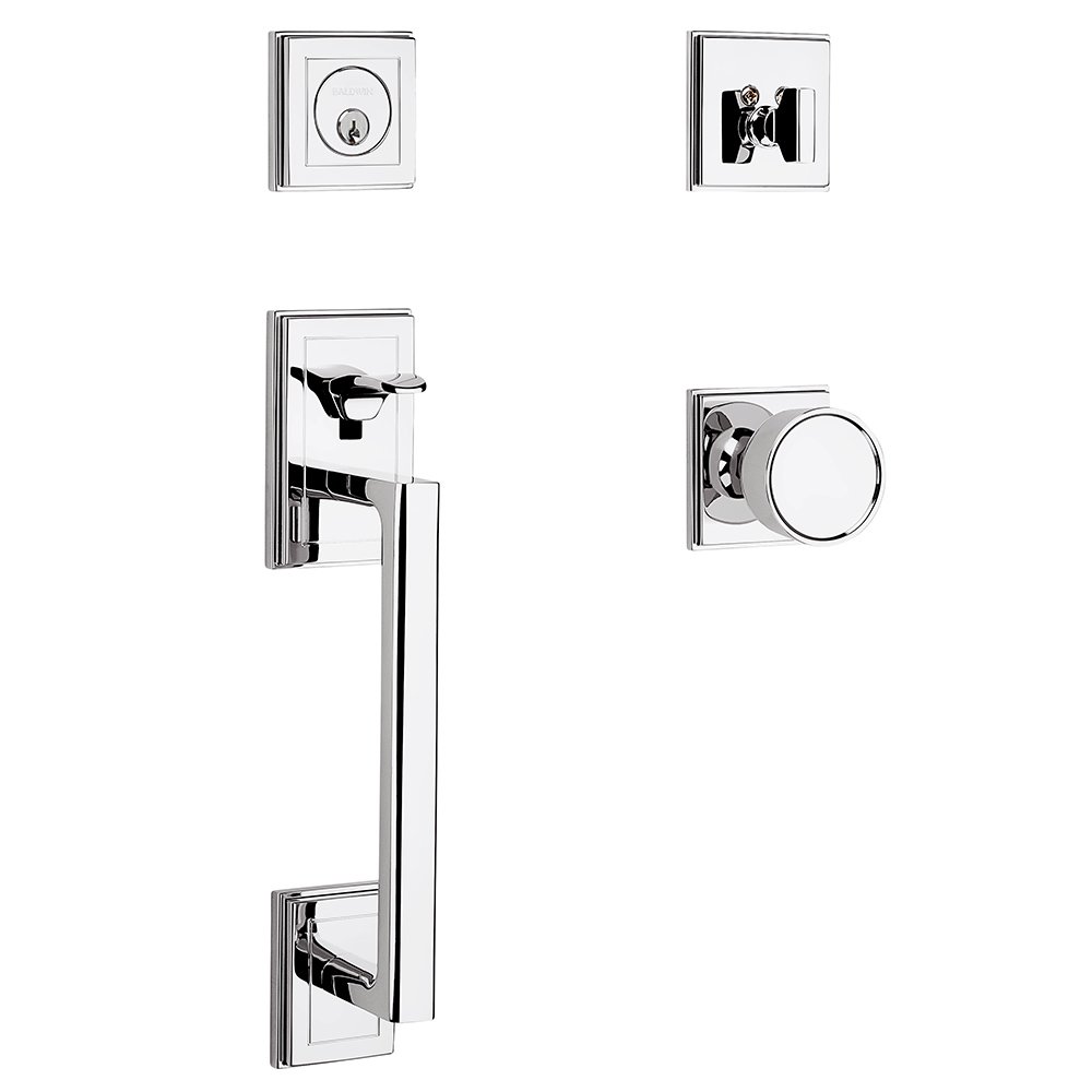 Single Cylinder with Knob Sectional Handleset in Polished Chrome