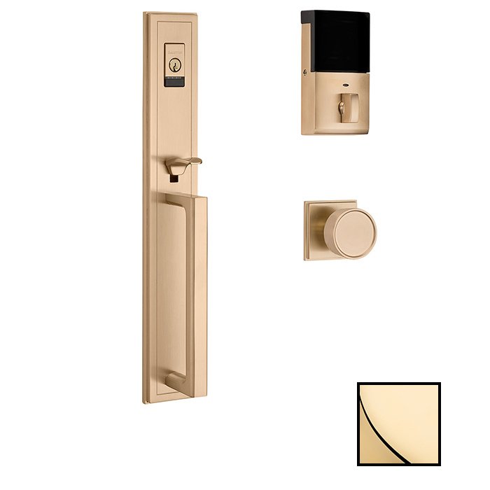 Single Cylinder with Knob Full Escutcheon EVOLVED Smart Handleset in Unlacquered Brass