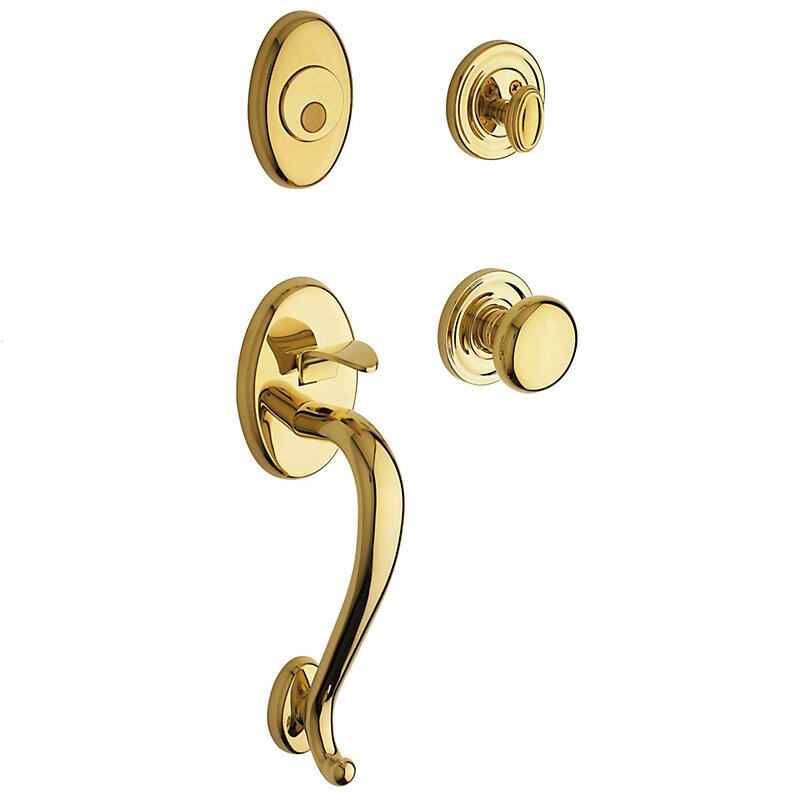 Sectional Full Dummy Handleset with Classic Knob in Lifetime PVD Polished Brass