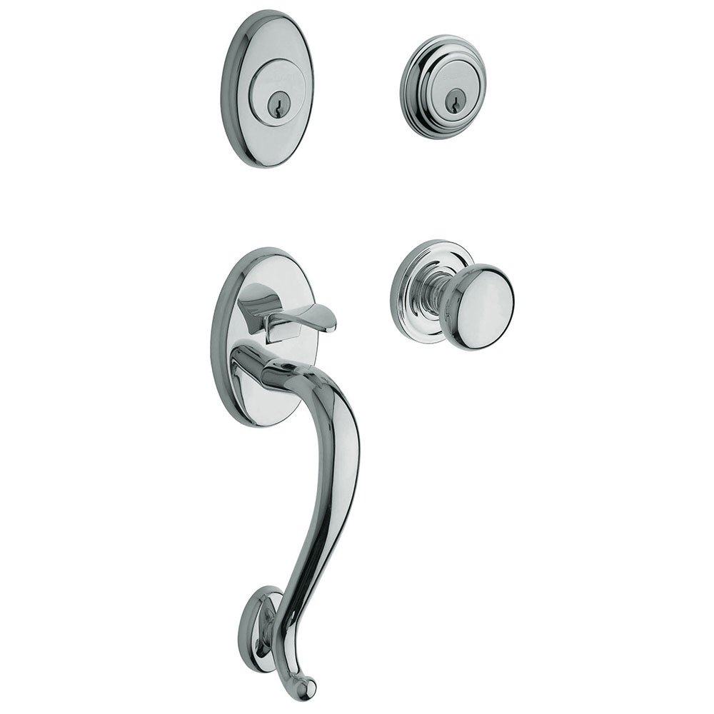 Sectional Double Cylinder Handleset with Classic Knob in Polished Chrome