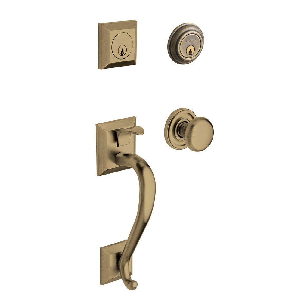 Sectional Double Cylinder Handleset with Classic Knob in Satin Brass & Black