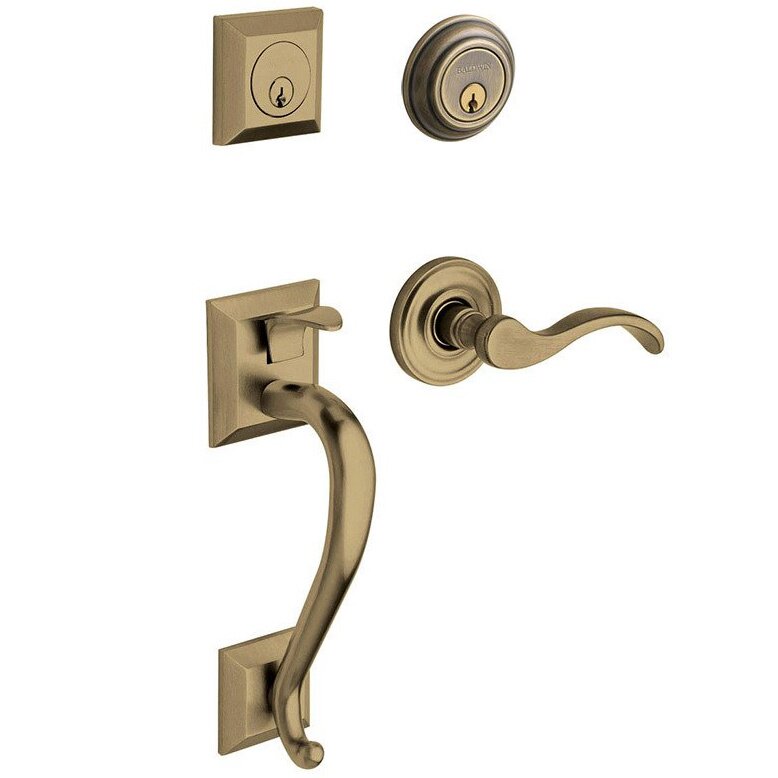 Sectional Left Handed Single Cylinder Handleset with Classic Lever in Satin Brass & Black
