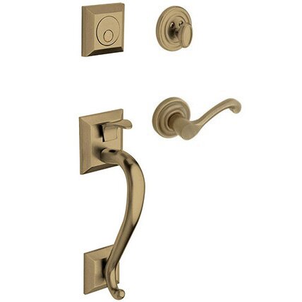 Sectional Left Handed Full Dummy Handleset with Classic Lever in Satin Brass & Black