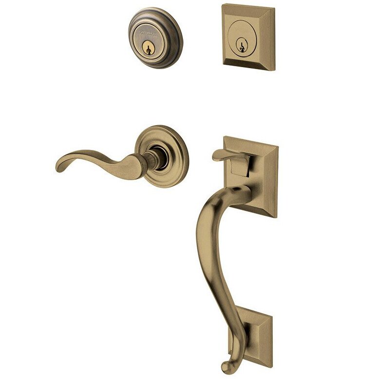 Sectional Right Handed Double Cylinder Handleset with Classic Lever in Satin Brass & Black