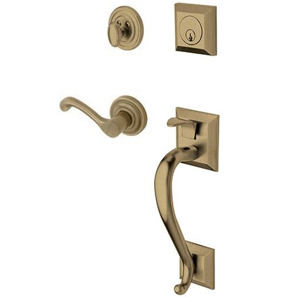 Sectional Right Handed Single Cylinder Handleset with Classic Lever in Satin Brass & Black
