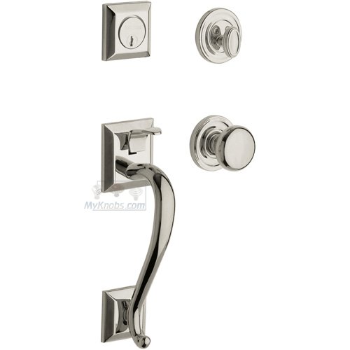Sectional Single Cylinder Handleset with Classic Knob in Lifetime PVD Polished Nickel
