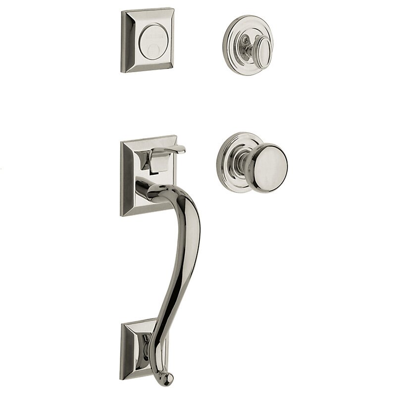 Sectional Full Dummy Handleset with Classic Knob in Lifetime PVD Polished Nickel