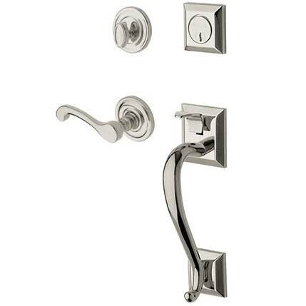 Sectional Right Handed Single Cylinder Handleset with Classic Lever in Lifetime PVD Polished Nickel