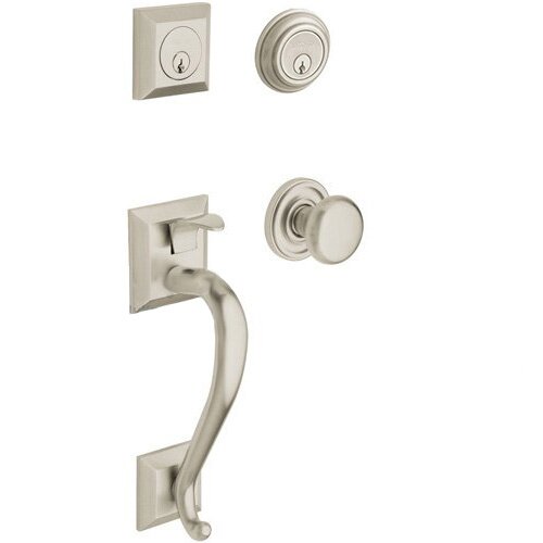 Sectional Double Cylinder Handleset with Classic Knob in Lifetime PVD Satin Nickel