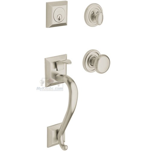 Sectional Single Cylinder Handleset with Classic Knob in Lifetime PVD Satin Nickel