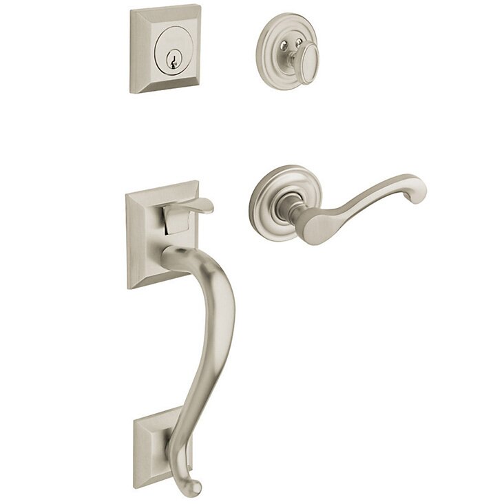 Sectional Left Handed Single Cylinder Handleset with Classic Lever in Lifetime PVD Satin Nickel