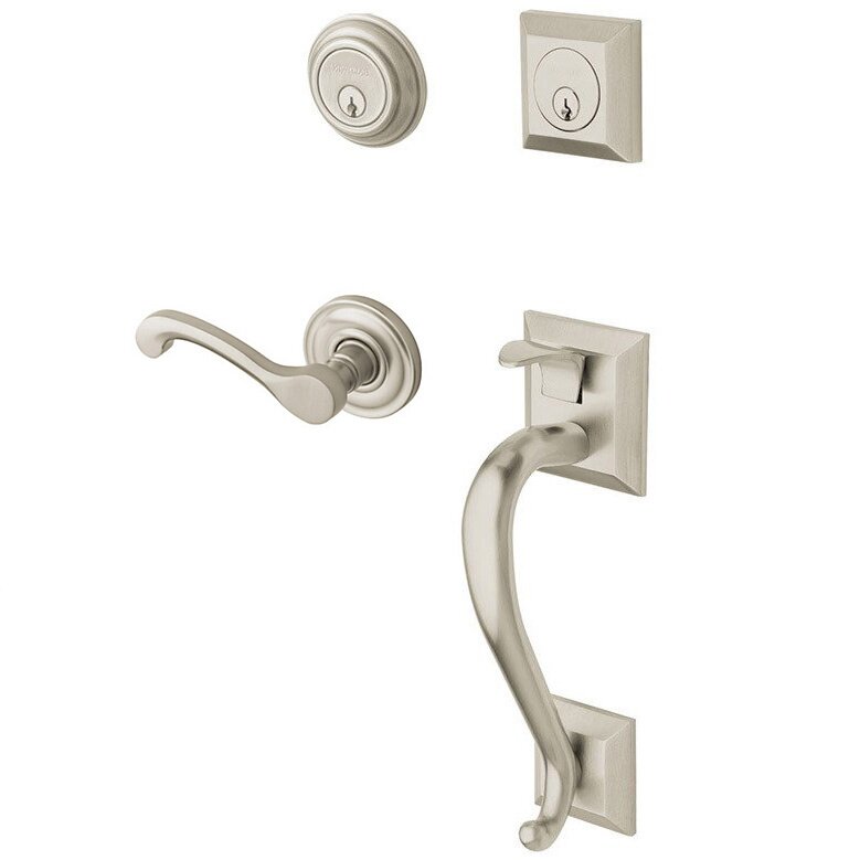 Sectional Right Handed Double Cylinder Handleset with Classic Lever in Lifetime PVD Satin Nickel