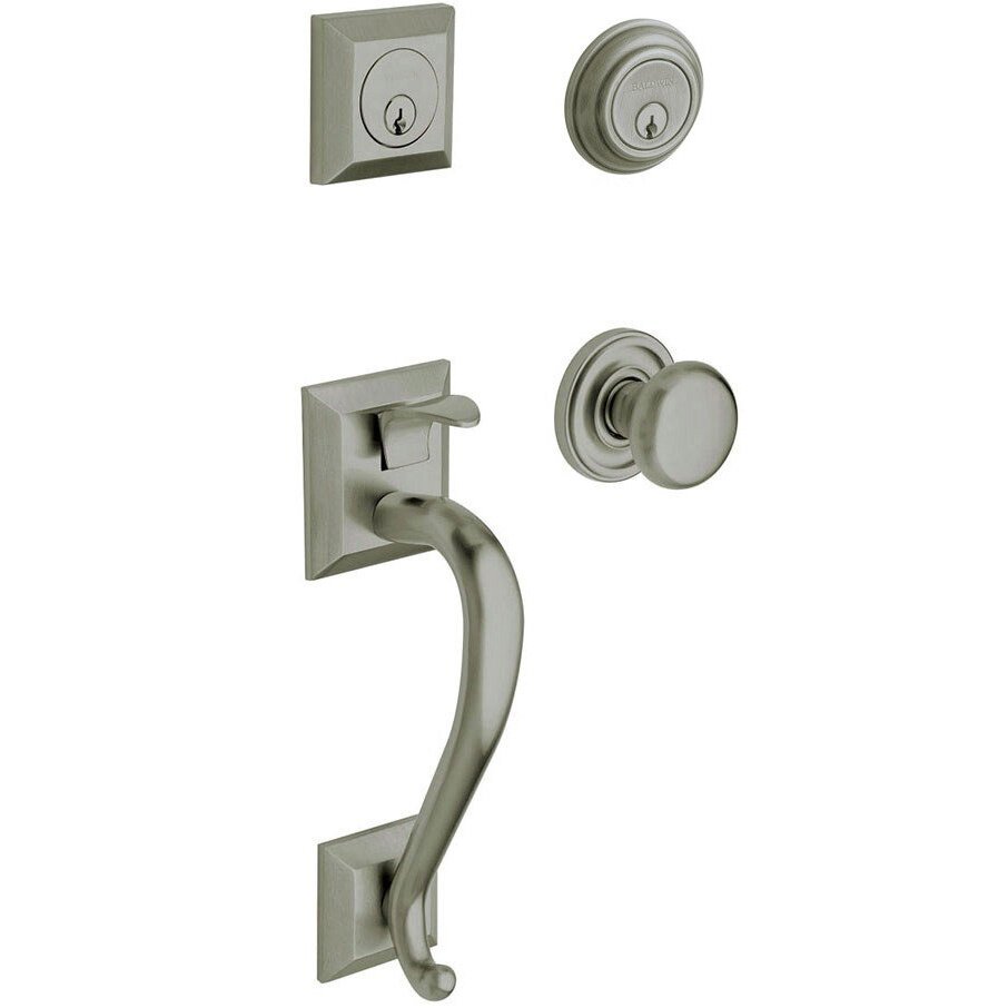 Sectional Double Cylinder Handleset with Classic Knob in PVD Graphite Nickel