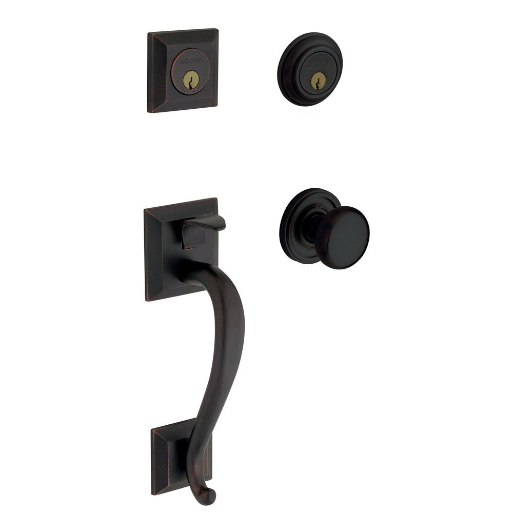 Sectional Double Cylinder Handleset with Classic Knob in Satin Black