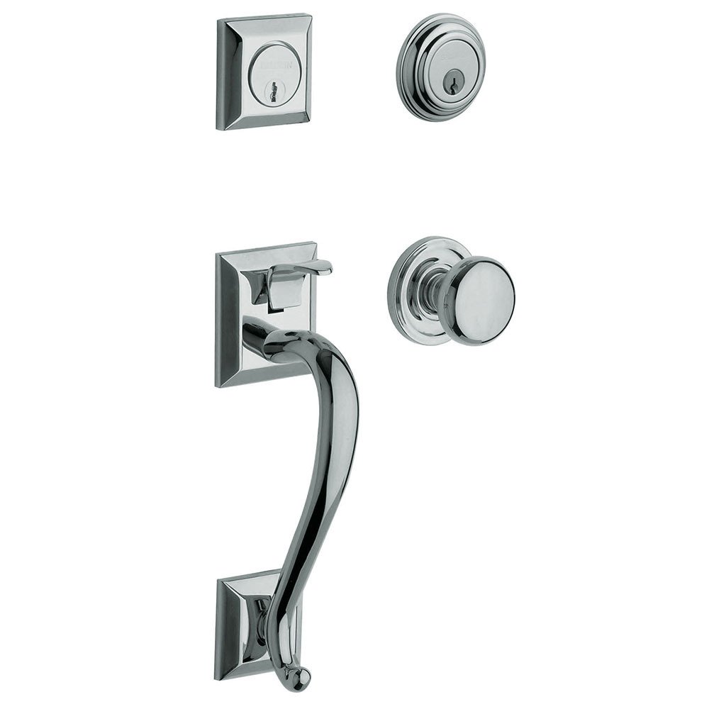 Sectional Double Cylinder Handleset with Classic Knob in Polished Chrome