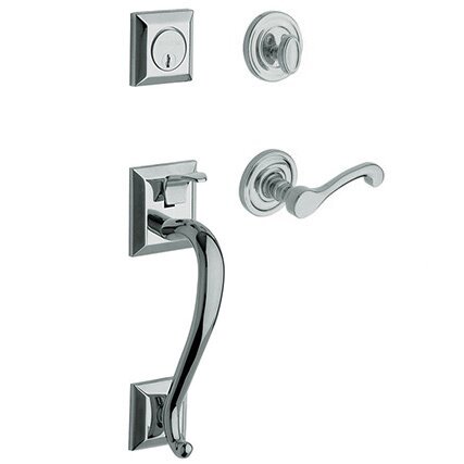 Sectional Left Handed Single Cylinder Handleset with Classic Lever in Polished Chrome