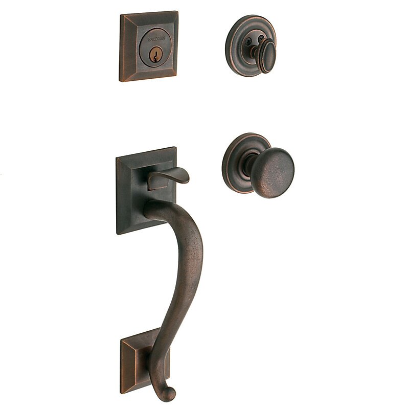 Sectional Single Cylinder Handleset with Classic Knob in Distressed Oil Rubbed Bronze