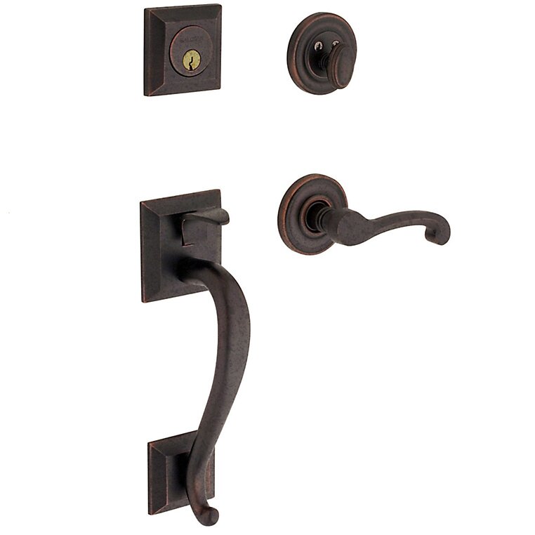 Sectional Left Handed Single Cylinder Handleset with Classic Lever in Distressed Oil Rubbed Bronze