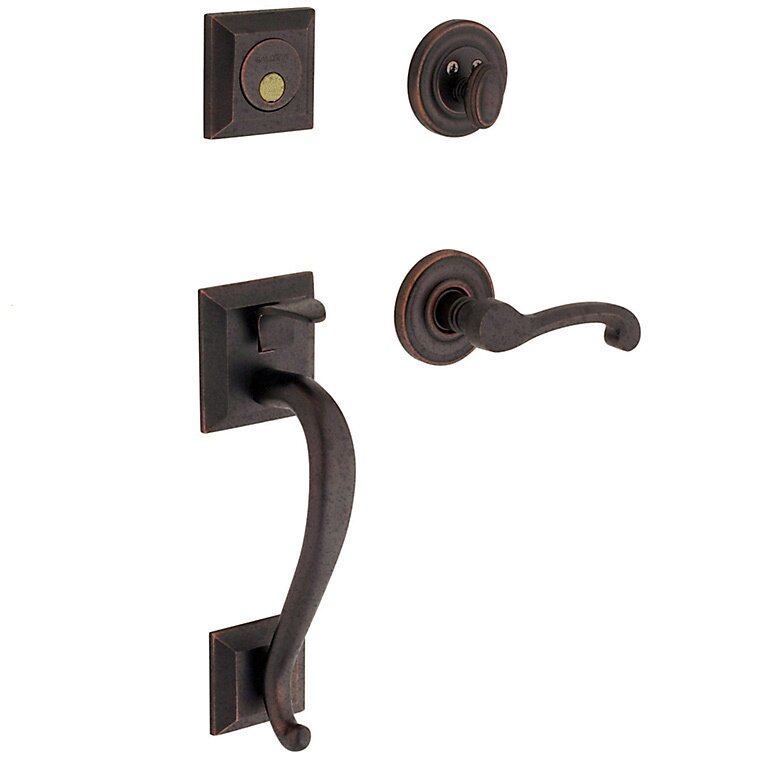 Sectional Left Handed Full Dummy Handleset with Classic Lever in Distressed Oil Rubbed Bronze
