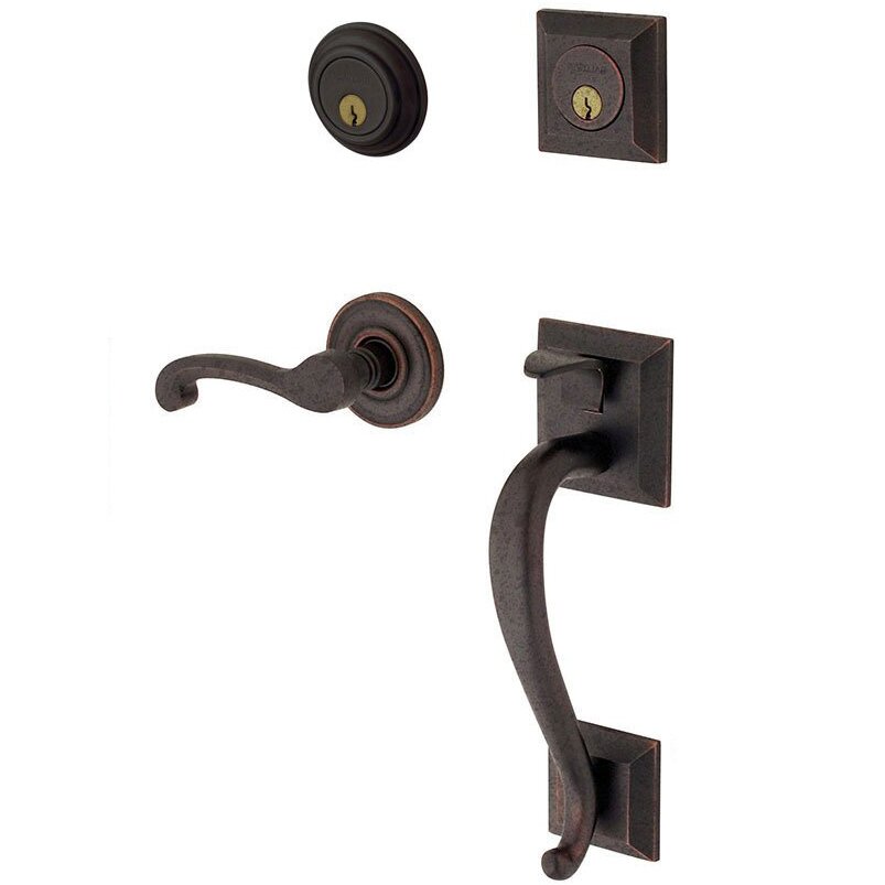 Sectional Right Handed Double Cylinder Handleset with Classic Lever in Distressed Oil Rubbed Bronze