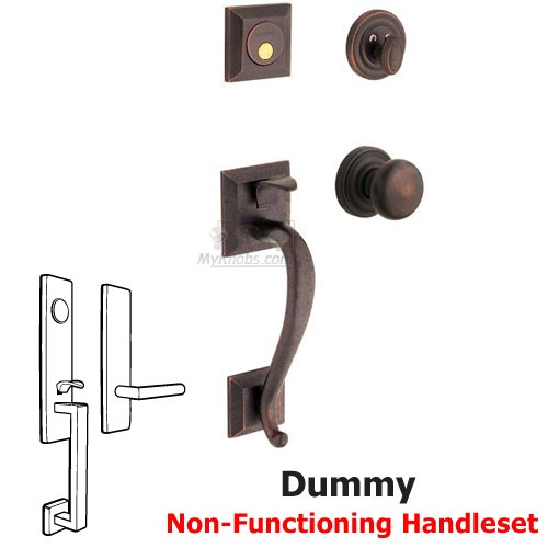 Sectional Full Dummy Handleset with Classic Knob in Distressed Venetian Bronze