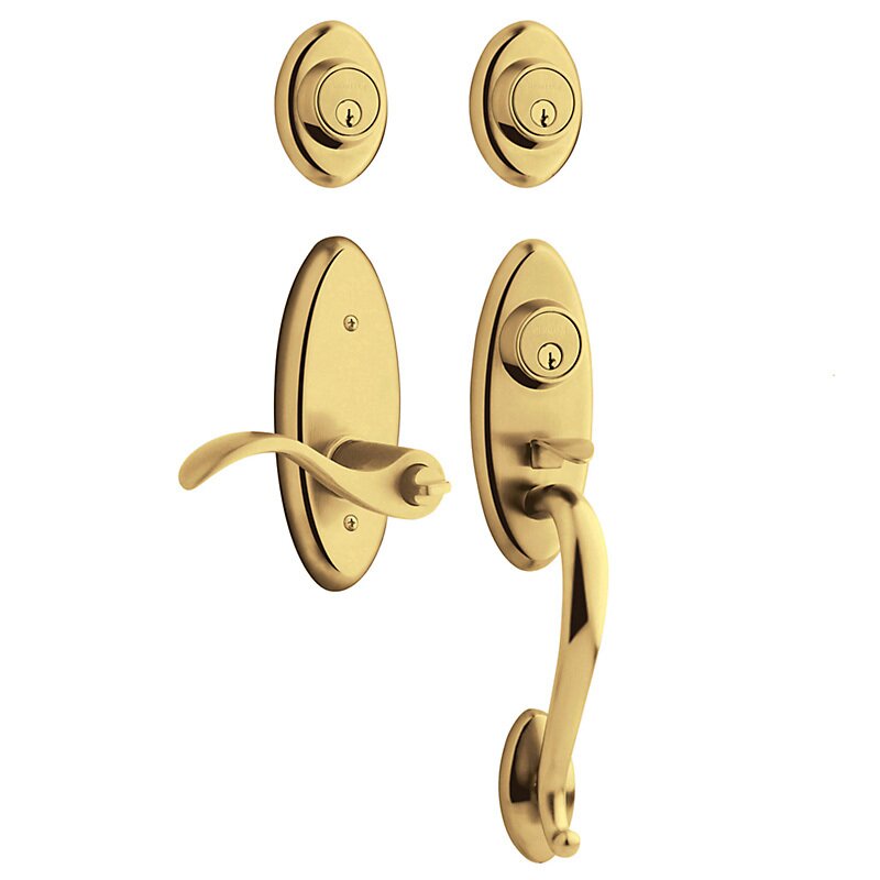 Two Point Right Handed Double Cylinder Handleset with Wave Lever in Lifetime PVD Polished Brass