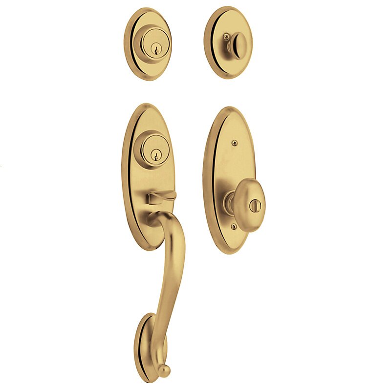 Two Point Single Cylinder Handleset with Egg Knob in Lifetime PVD Polished Brass