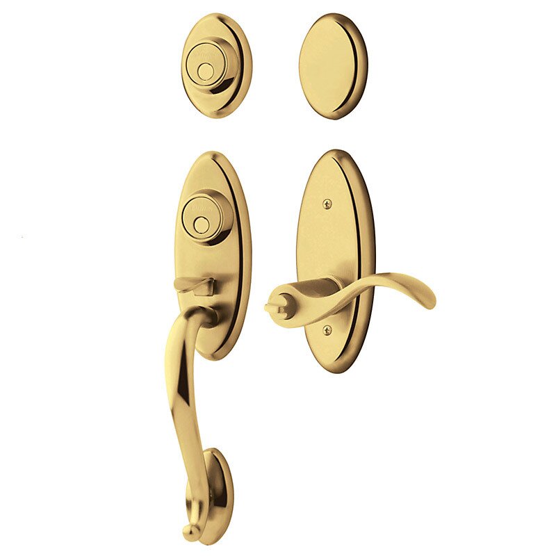 Two Point Left Handed Full Dummy Handleset with Wave Lever in Lifetime PVD Polished Brass