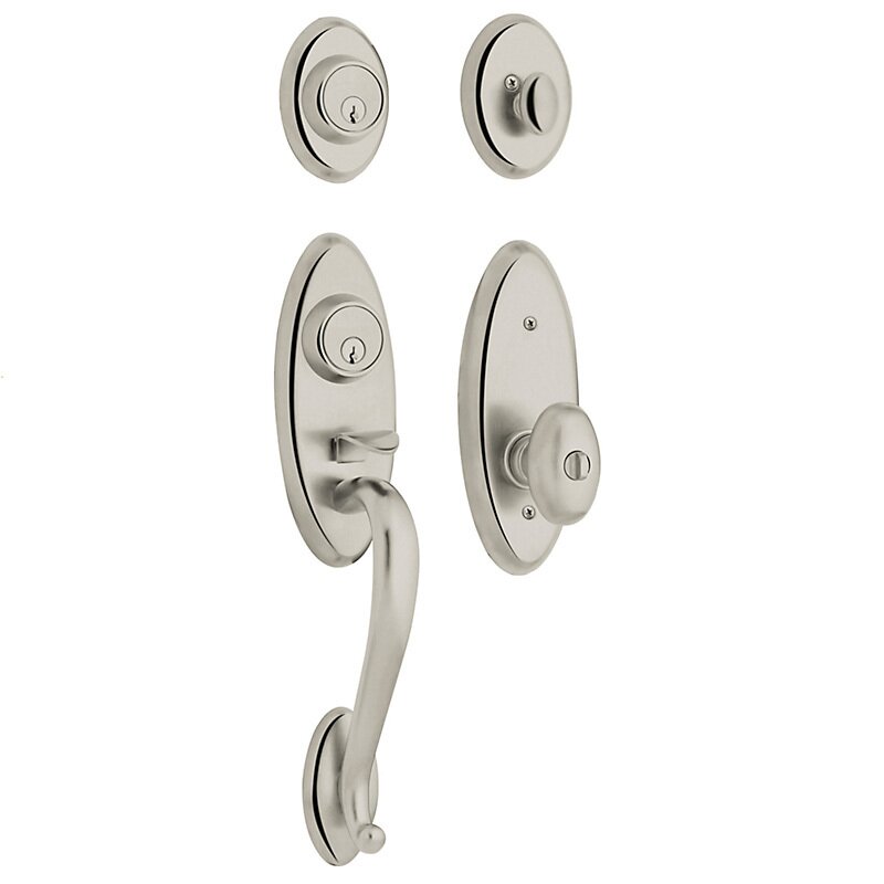 Two Point Single Cylinder Handleset with Egg Knob in Lifetime PVD Polished Nickel