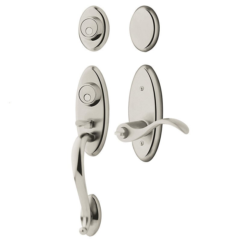 Two Point Left Handed Full Dummy Handleset with Wave Lever in Lifetime PVD Polished Nickel