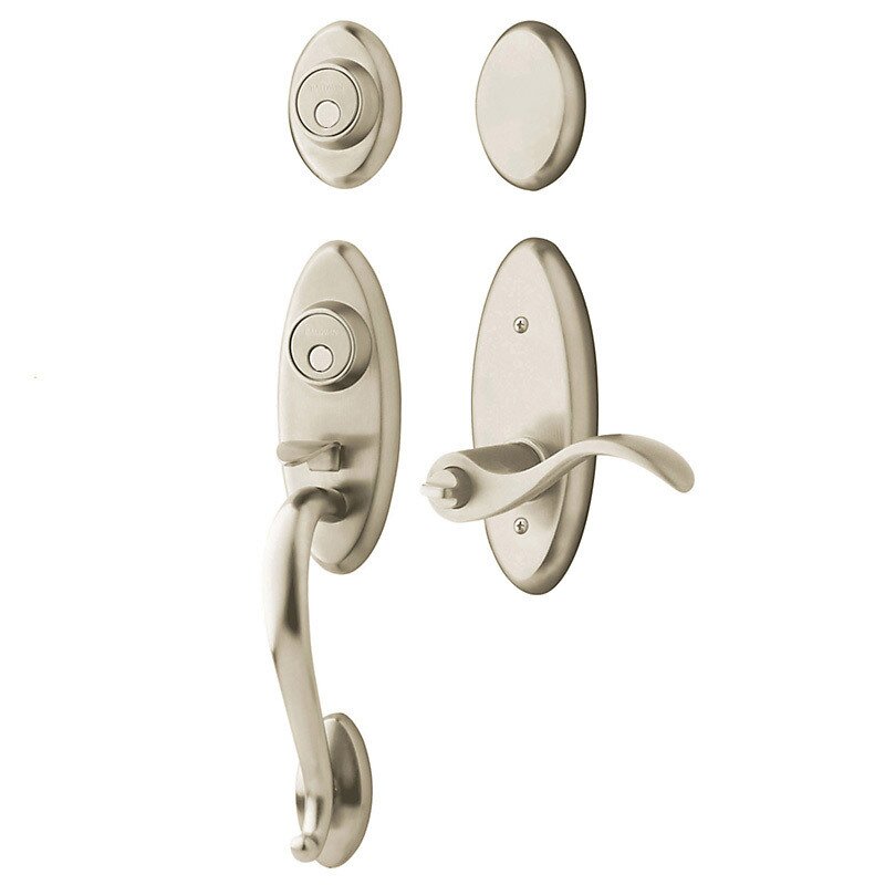 Two Point Left Handed Full Dummy Handleset with Wave Lever in Lifetime PVD Satin Nickel