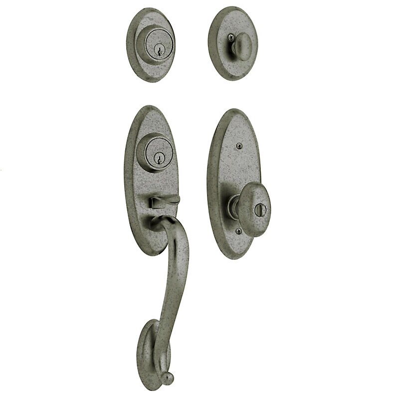 Two Point Single Cylinder Handleset with Egg Knob in Distressed Antique Nickel