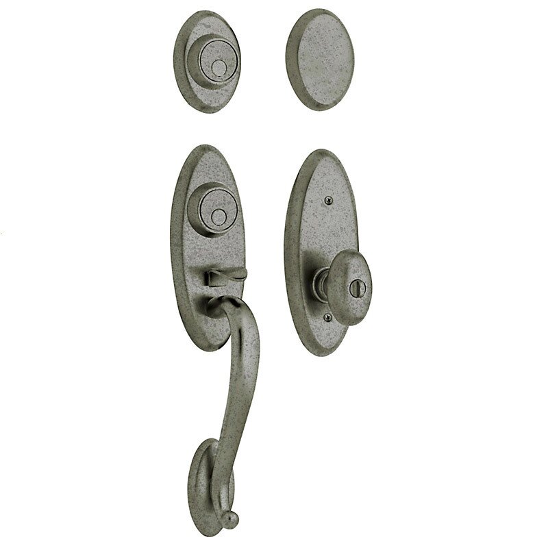 Two Point Full Dummy Handleset with Egg Knob in Distressed Antique Nickel