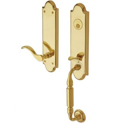 Escutcheon Right Handed Full Dummy Handleset with Wave Lever in Lifetime PVD Polished Brass