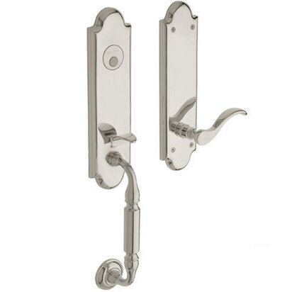 Escutcheon Left Handed Full Dummy Handleset with Wave Lever in Lifetime PVD Polished Nickel