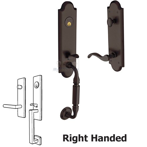 Escutcheon Right Handed Single Cylinder Handleset with Wave Lever in Venetian Bronze