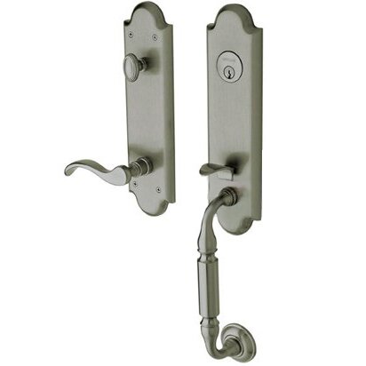 Escutcheon Right Handed Single Cylinder Handleset with Wave Lever in PVD Graphite Nickel