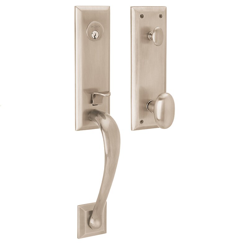3/4 Escutcheon Single Cylinder Handleset with Oval Knob in Lifetime PVD Satin Nickel